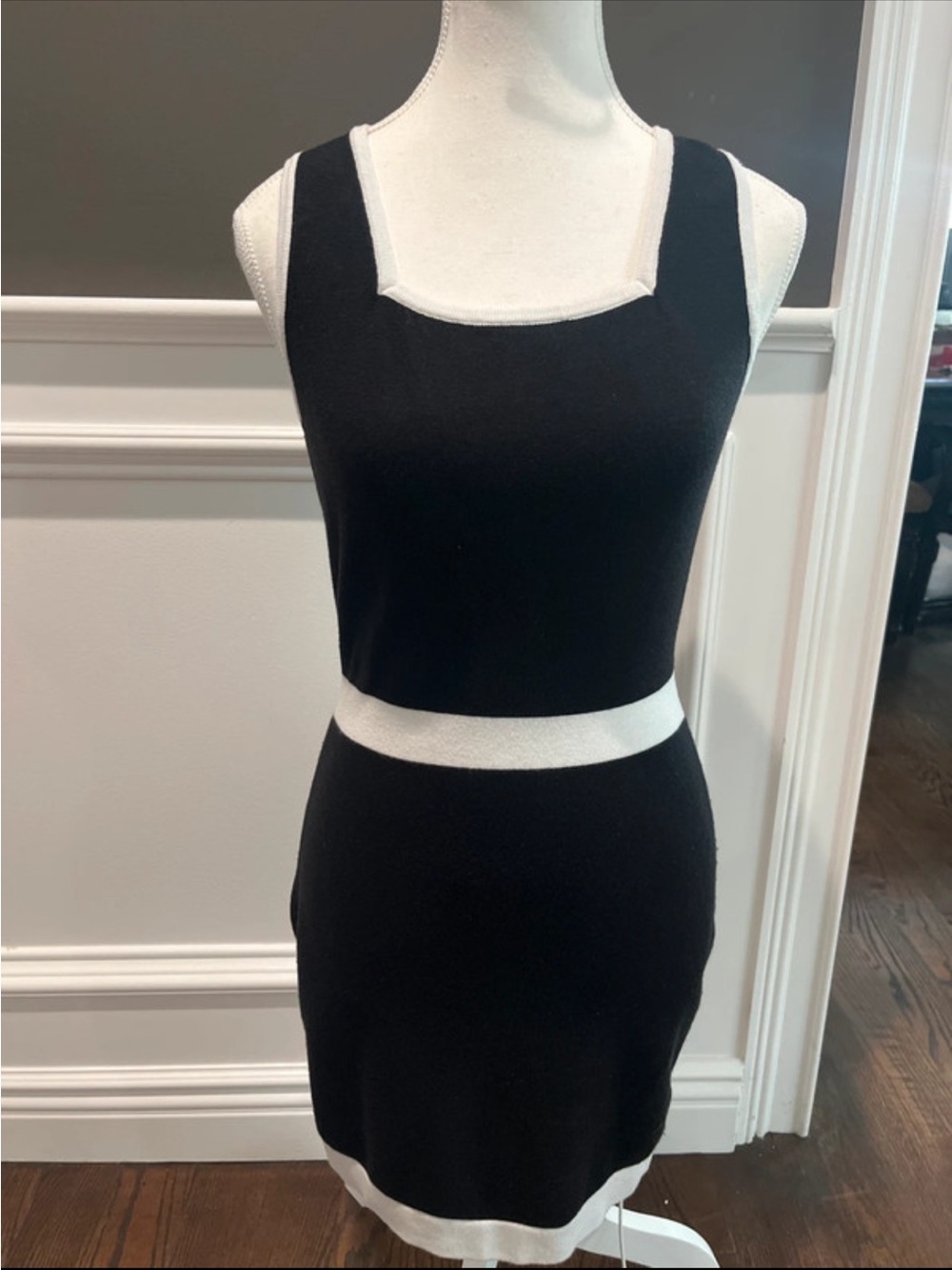 Vici Black and White Sleeveless Mini Dress